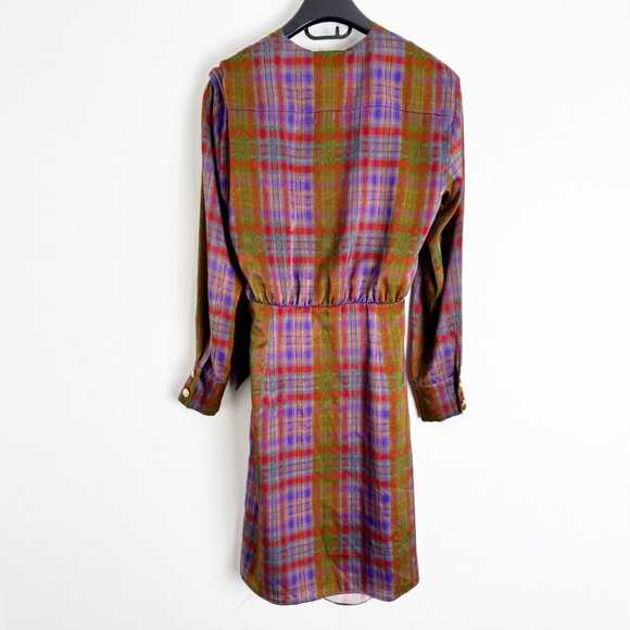 NWT Marella Rank Satin Plaid Wrap Dress size 2 - Picture 4 of 13